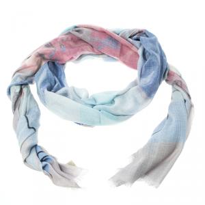 Pre Owned Burberry Multicolor Floral Printed Cashmere Shawl 