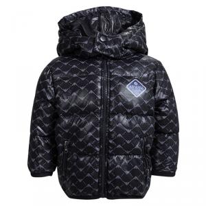 Pre Owned Armani Baby Navy Blue Logo Printed Puffer Jacket 6 Months