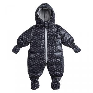 Armani Baby Navy Blue Logo Printed Hooded Snowsuit , Booties and Gloves Set 1 Month