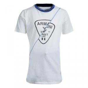 Armani Junior White Printed Short Sleeve Crew Neck T-Shirt 12 Yrs