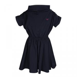 Armani Junior Navy Blue Gathered Waist Detail Dress 8 Yrs