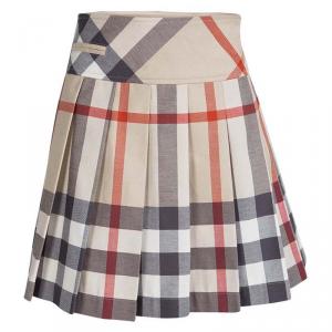 Burberry Children Beige Novacheck Cotton Pleated Mini Skirt 10 Yrs