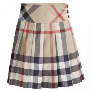 Burberry Children Beige Nova Check Cotton Pleated Mini Skirt 14 Yrs