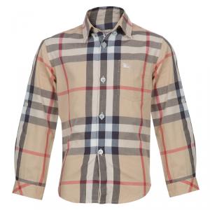Burberry Beige Nova Check Print Buttondown Long Sleeve Shirt 5 Yrs
