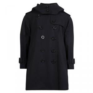 Burberry Black Cotton Double Breasted Hooded Trench Coat 4 Yrs