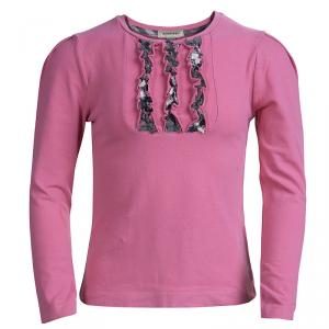 Burberry Pink Ruffle Detail Long Sleeve T-Shirt  8 Yrs