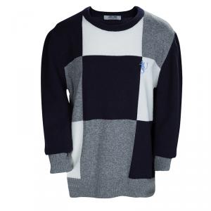Cesare Pacciotti Colorblock Checked Long Sleeve Crew Neck Sweater 12 Yrs
