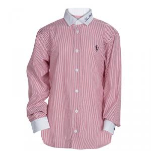 Cesare Paciotti Red and White Striped Long Sleeve Button Front Shirt 12 Yrs
