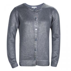Chloe Silver Knit Metallic Finish Buttondown Cardigan 10 Yrs