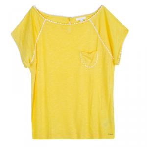 Chloe Yellow Slub Jersey Scalloped Edging Detail T-shirt 12 Yrs