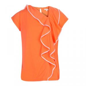 Chloe Neon Orange Jersey Ruffle Detail Top 12 Yrs