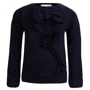 Chloe Navy Blue Knit Bow Ruffle Detail Sweatshirt 6 Yrs