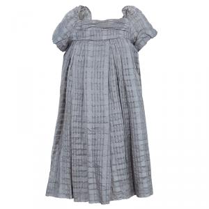 Dior Grey Short Sleeve Back Tie Detail Silk Dress 6 Yrs