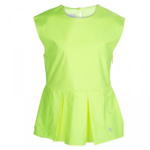 Dior Neon Yellow Cotton Box Pleat Detail Sleeveless Peplum Top 10 Yrs