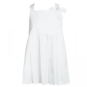 Dior White Cotton Bow Detail Pleated Sleeveless Top 12 Yrs