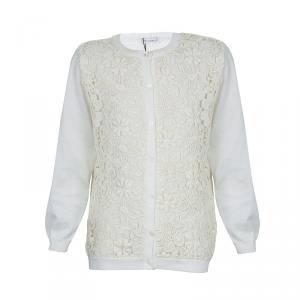 Pre Owned Dolce and Gabbana Cream Lace Detail Cardigan 8 Yrs