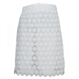 Pre Owned Dolce and Gabbana White Floral Lace Skirt 6 Yrs