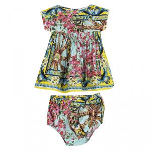 Dolce and Gabbana Multicolor Printed Cotton Dress and Bloomer Set 3-6 Months
