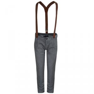 Dolce and Gabbana Grey Herringbone Suspender Trousers 7/8 Yrs