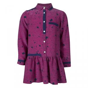 Fendi Pink Printed Silk Long Sleeve Gathered Dress 6Yrs