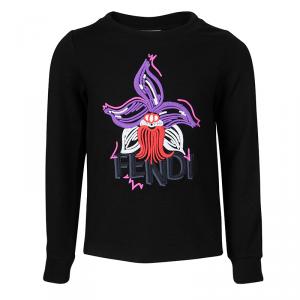 Fendi Black Floral Embroidered Sweatshirt 5Yrs