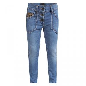Fendi Kids Light Blue Faded Denim Button Down Skinny Jeans 6 YRS