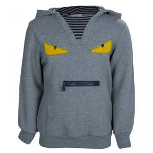 Fendi Grey Knit Monster Face Hooded Sweatshirt 5 Yrs