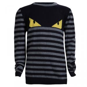 Fendi Navy Blue Striped Monster Sweater 8 Yrs