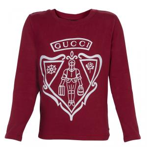 Gucci Red Graphic Print Long Sleeve Knit Top 4 Yrs