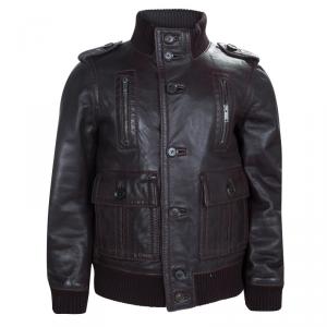 Gucci Brown Leather Bomber Jacket 5 Yrs