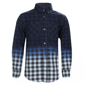 Gucci Multicolor Checked Dip Dyed Long Sleeve Buttondown Cotton Shirt 5 Yrs