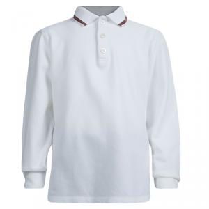 Gucci White Long Sleeve Polo T-Shirt 8 Yrs