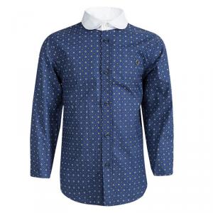 Gucci Blue Diamond Printed Contrast Collar Long Sleeve Shirt 6 Yrs