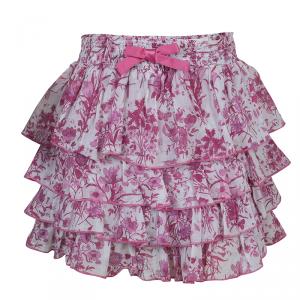 Gucci Pink Floral Print Tiered Skirt 6 Yrs