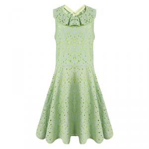 Kenzo Kids Jade Green Eyelet Embroidered Ceremony Dress 14 Yrs
