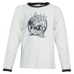 Kenzo Kids Off-White Embroidered Print Detail Long Sleeve Crew Neck T Shirt 8 Yrs