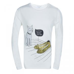 Little Marc Jacobs White Jersey Printed Long Sleeve T-Shirt 10 Yrs
