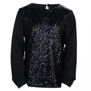 Little Marc Jacobs Black Sequin Embellished Long Sleeve Top 12 Yrs