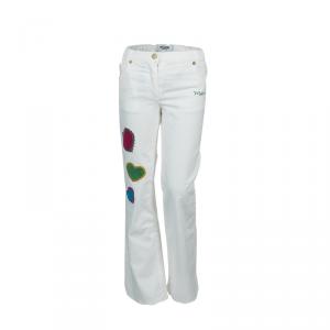 Moschino Bambino White Heart Applique Denim Jeans 6 Yrs