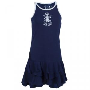 Ralph Lauren Navy Blue Jersey Sleeveless Ruffle Bottom Dress 6 Yrs