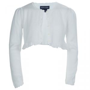 Ralph Lauren White Ruffle Bottom Cropped Cardigan 6 Yrs
