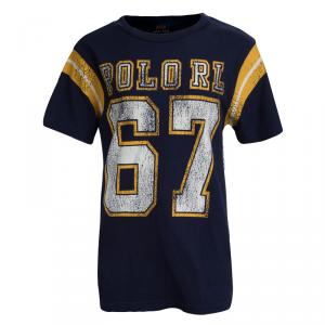 Polo By Ralph Lauren Navy Blue Printed Crew Neck T-Shirt 8 Yrs