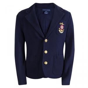 Ralph Lauren Navy Blue Cotton Notched Collar Blazer 8-10 Yrs