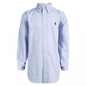 Ralph Lauren Blue Cotton Long Sleeve Buttondown Shirt 7 Yrs
