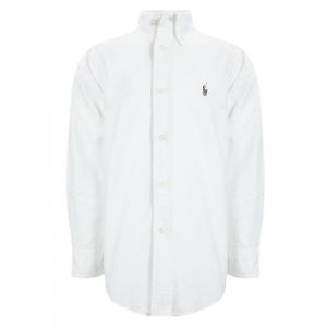 Ralph Lauren White Cotton Long Sleeve Button Down Shirt 4 Yrs
