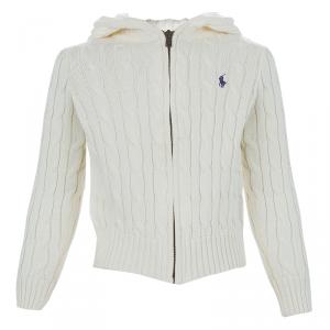 Ralph Lauren White Cable Knit Hoodie 5 Yrs