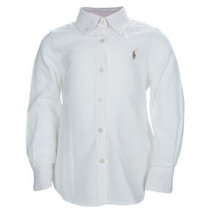 Ralph Lauren White Long Sleeve Button Down Cotton Shirt 4 Yrs