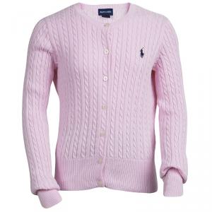 Ralph Lauren Pink Cable Knit Button Front Cardigan 8-10 Yrs