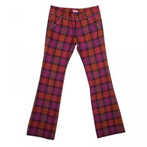 Roberto Cavalli Multicolor Checked Wool Trousers XS 