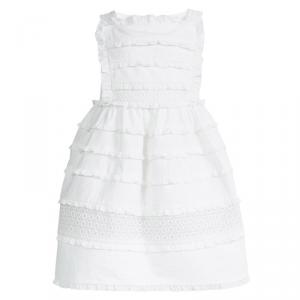 Simonetta White Cotton Lace Trim Ruffle Detail Dress 2 Yrs